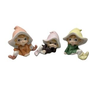 HOMCO Pixie Elf‎ Porcelain Ceramic FIGURINES Figures Numbered  #5213 Set Of 3